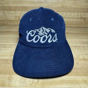 Coors Beer Hat Classic Logo Blue Navy Corduroy Embroidered Snapback Cap